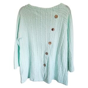 Soft Surroundings XL Goldie‎ Tunic Long Sleeve Top Fair Aqua Cotton Seaside NWT